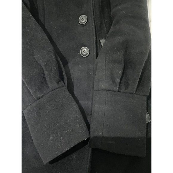 Mackage Womens Wool cashmere High Collar leather Trench Coat Black XS, no belt - Picture 7 of 16